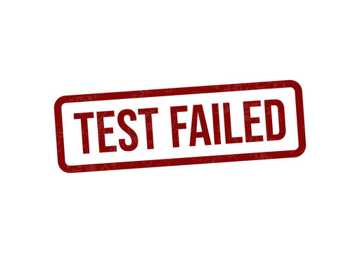 Red test failed stamp or label with bold text isolated on transparent background