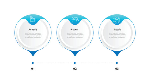 Design infographic element. Business presentation template with 3 step concept. Three circle columns with icons.