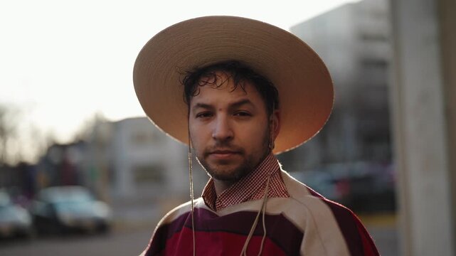 Chilean Huaso Dancing Cueca During Fiestas Patrias National Independence Celebration in Chile