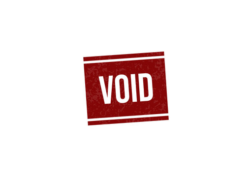 Red void stamp with bold white text isolated on transparent background