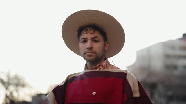 Chilean Huaso Dancing Cueca During Fiestas Patrias National Independence Celebration in Chile