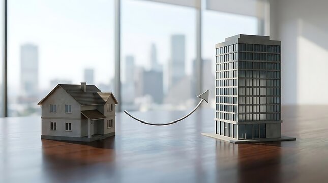 A conceptual model representing a 1031 exchange transaction from residential property to commercial building investment