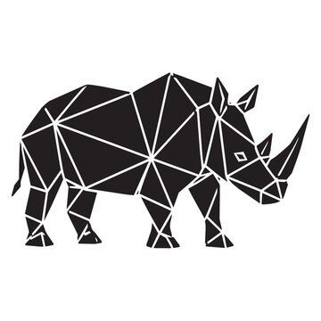 Geometric low poly rhinoceros vector illustration isolated on white background