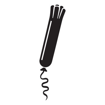 Black and white vector icon of a feminine hygiene tampon with applicator