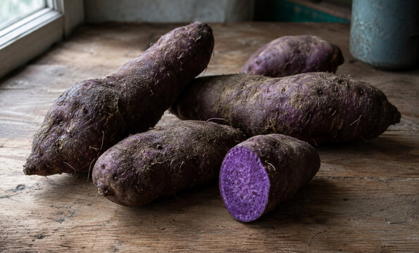 Fresh Purple Yams Ready for Homemade Ube Drink