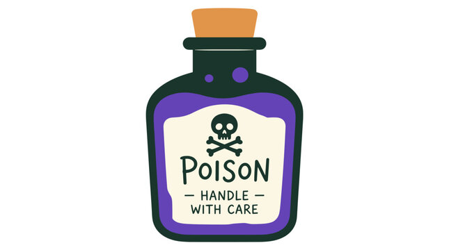 Poison bottle with skull and crossbones illustration.