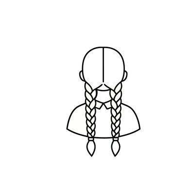 Girl with braided pigtails icon