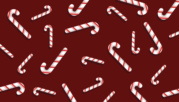 Christmas Vector Background, Abstract Candy Cane Pattern on Jam Red background color. Red Candy Cane backgrounds. Vector art