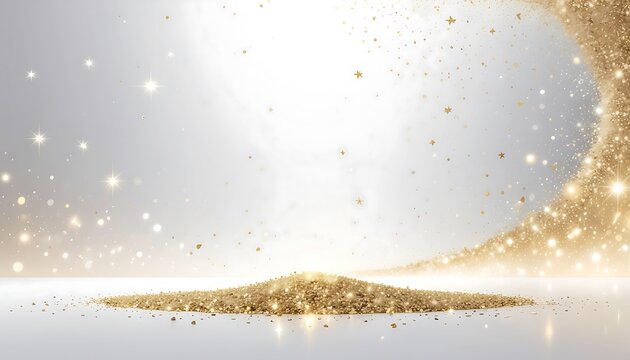 Soft Golden Starfield and Shimmering Dust on Bright Background 