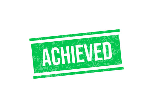 Green achieved stamp with white text on transparent background isolated on transparent background