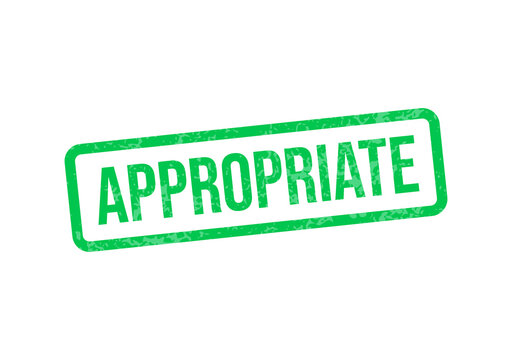 Green appropriate stamp with bold white text isolated on transparent background
