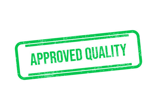 Green approved quality stamp with bold white text isolated on transparent background
