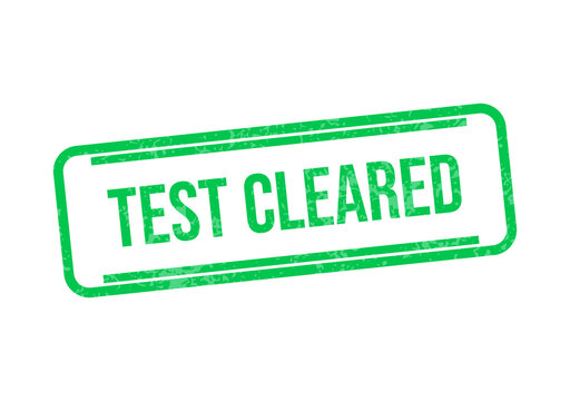 Green approved test cleared stamp with white text isolated on transparent background