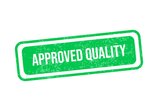 Green approved quality stamp with white text isolated on transparent background
