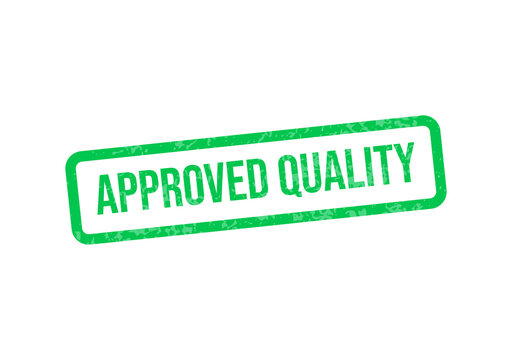 Green approved quality stamp with white text isolated on transparent background