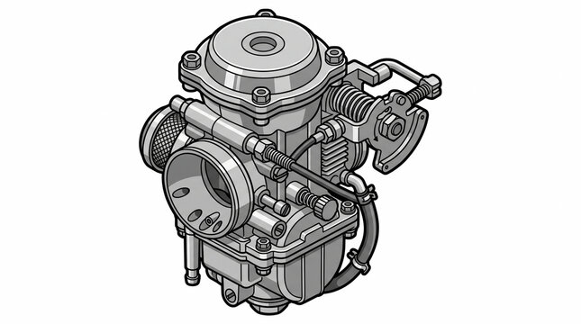 Motorcycle carburetor vector illustration of a fuel system engine component