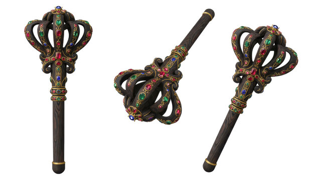Ornate Royal Ceremonial Maces Decorated with Precious Gemstones