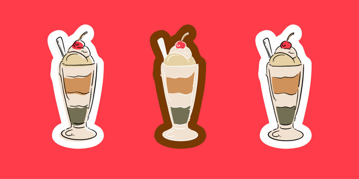 Hand Drawn Ice Cream Soda Vector Illustration