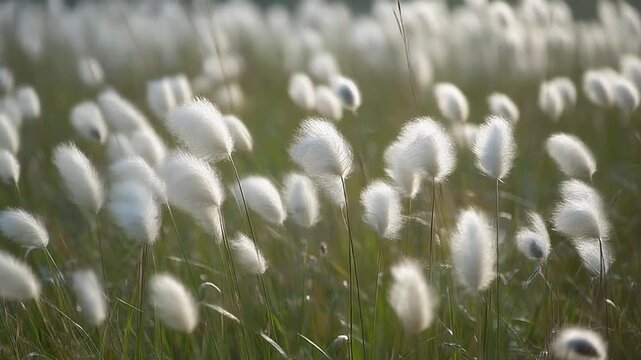 湿原のワタスゲ シームレスループ動画背景 16:9 4K
