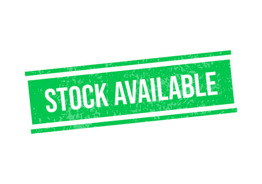 Green stock available badge with bold white text isolated on transparent background