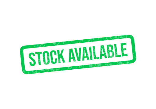 Green stock available badge with bold white text isolated on transparent background