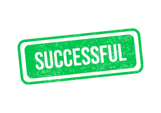 Green successful stamp with white text on transparent background isolated on transparent background