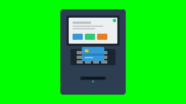ATM card reader device shown in three frames.
