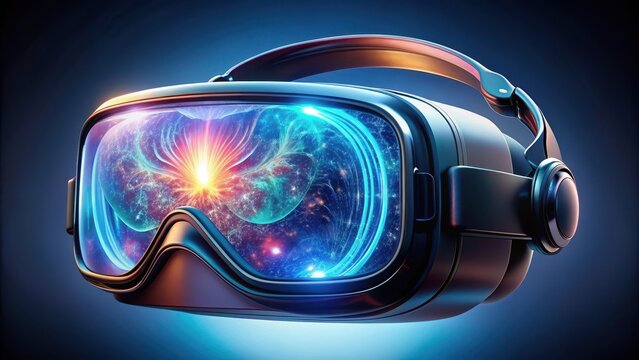 Futuristic Virtual Reality Headset with Cosmic Design and Effects