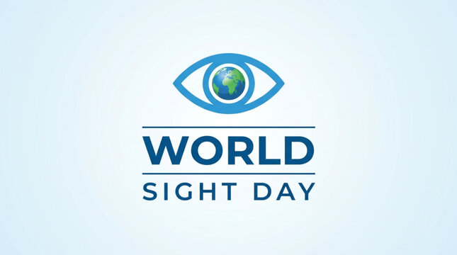 World sight day awareness banner with eye and globe icon
