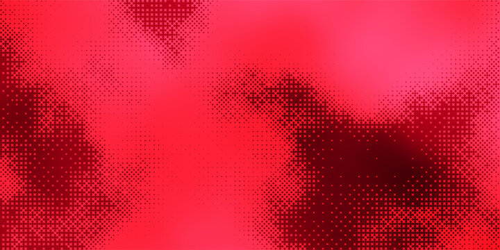 Neon red bitmap texture background with copy space, pixelated 8-bit art, retro glitch dither pattern and fading geometric pixels for video game, digital and graphic design.