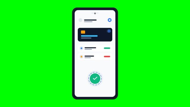 Smartphone App Interface Demo On Bright Green Background.