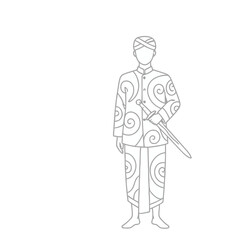 Obraz premium Man in Traditional Clothing Holding a Sword