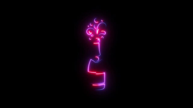 Neon glowing champagne bottle icon animation isolated on black background for celebration and party concepts