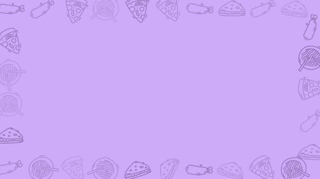 Seamless Food Border Frame Pattern Animation with Copy Space on Soft Purple Background