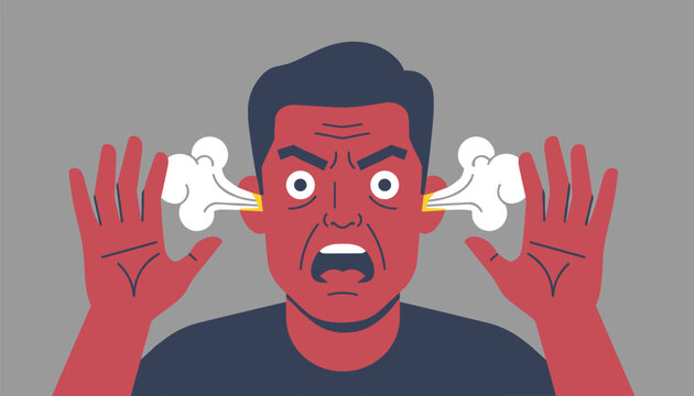 Extremely angry man with a red face and steam blowing out of his ears screaming in pure frustration.