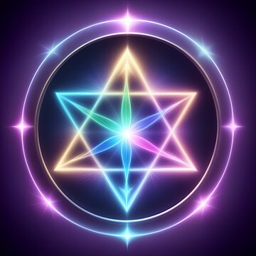 Radiant sacred geometry hexagram with glowing floral core mystical star symbol of balance and harmony celestial magic spell emblem for spiritual connection and cosmic energy manifestation.