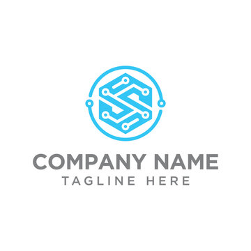 A sleek logo design featuring circuit patterns in a geometric style, suitable for tech companies and startups.