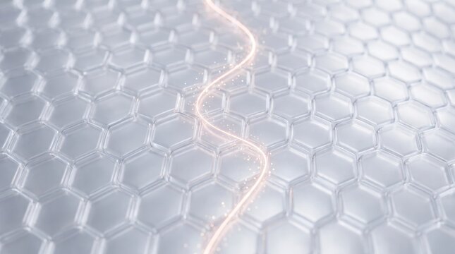 Wavy light strand traverses a hexagonal grid pattern