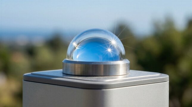 Close Up of Optical Glass Dome Sensor on Modern Weather Station