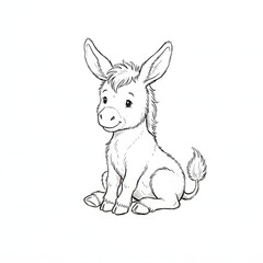 Hand-drawn cartoon baby llama sitting cute isolated white background illustration © AbrarAhmed
