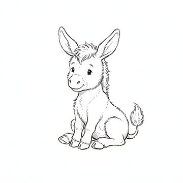 Hand-drawn cartoon baby llama sitting cute isolated white background illustration