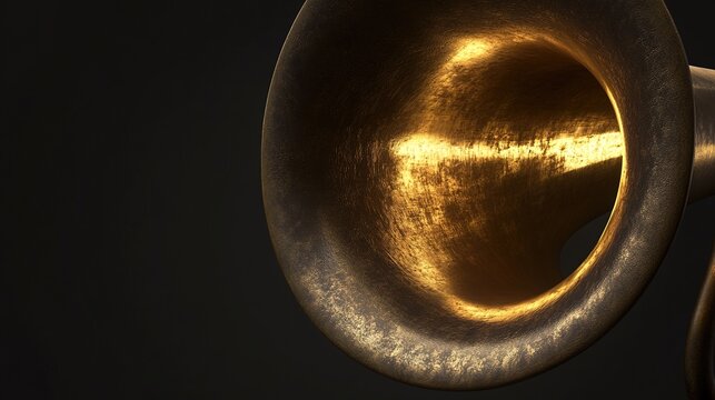 diaphragm. Vintage brass horn cross-section with glowing diaphragm. STEM education sheets, lab safety posters, designed for STEM education and laboratory safety posters, supports STEM education.