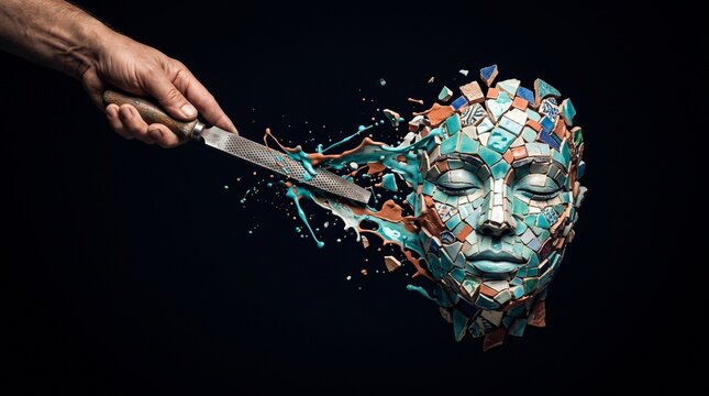 Visualizes the journey of self-discovery, piecing together identity, and personal transformation