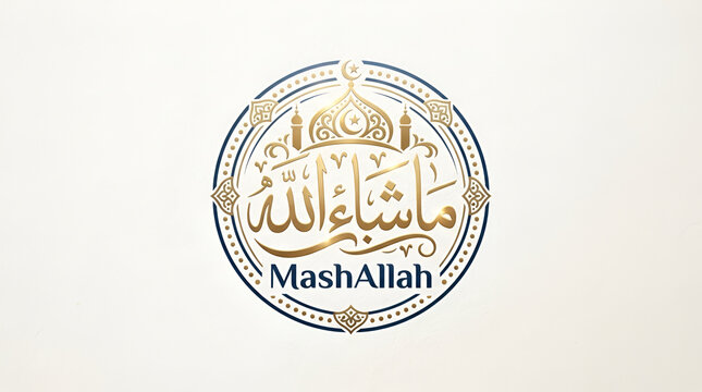 Islamic Calligraphy Artwork with Arabic Text and Mashallah Phrase
