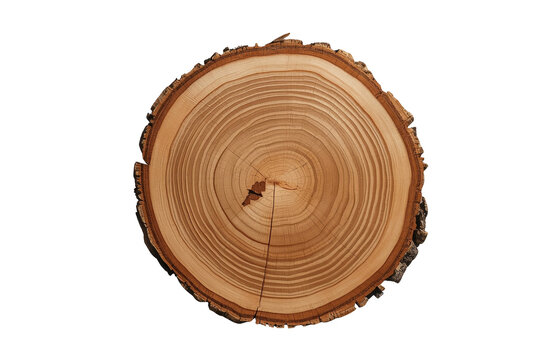 Rustic tree trunk slice with cracked center