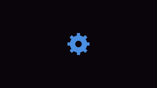 Blue puzzle gear pieces assembling into rotating cogwheel 4k flat vector motion graphics animation