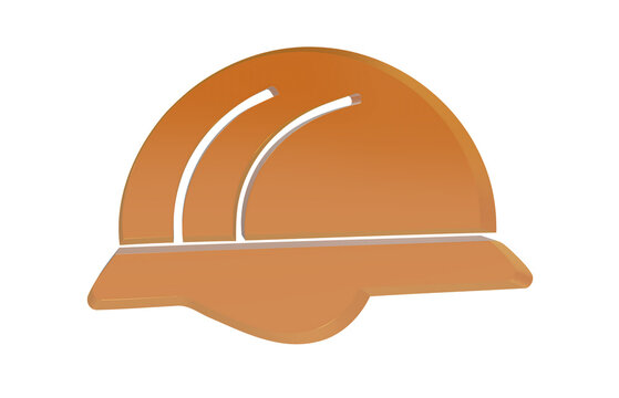 Orange construction hard hat safety helmet icon isolated on a clean white background 3D render