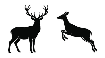 Fototapeta premium Deer silhouettes vector set
