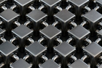 Obraz premium Interlocked metal cubes forming repeating industrial pattern