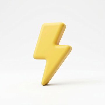 Energetic 3D Yellow Lightning Bolt Icon
